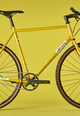 An All-City yellow steel road bike